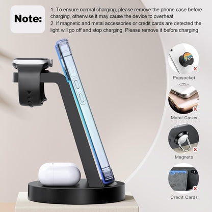 3-in-1 Wireless Charging Station – Fast Charger Dock for iPhone, Apple Watch & AirPods (Adapter Included)