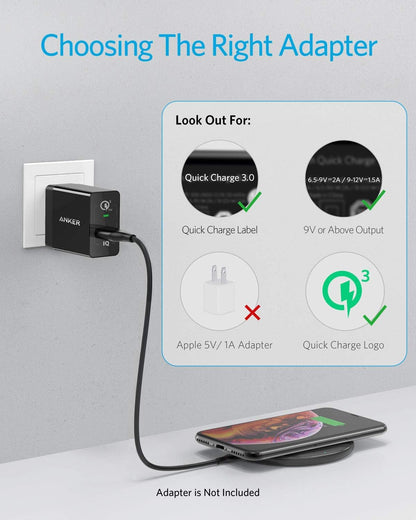 Anker 313 Wireless Charger Pad – Qi-Certified Fast Charging 10W for Samsung, 7.5W for iPhone, Compatible with AirPods, Black