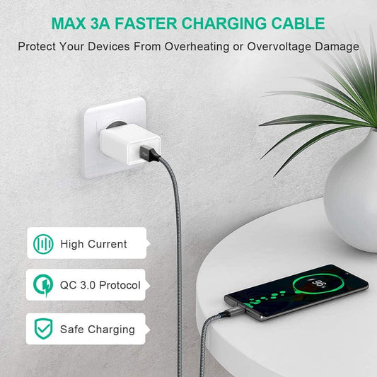 etguuds USB-A to USB-C Cable 2-Pack 6.6ft | 3A Fast Charging Nylon - Home Pulse