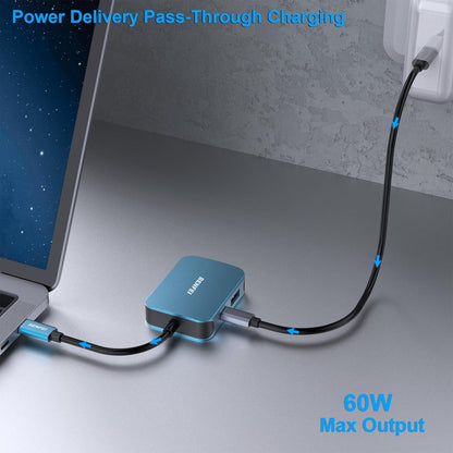 BENFEI USB-C Hub 4-in-1 – HDMI & VGA Dual Display, USB 3.0, 60W PD – Compatible with MacBook, iPhone 15, Dell, HP, Lenovo, Samsung