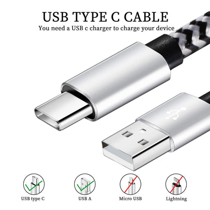 USB-C Cable 5-Pack 6ft | 3A Fast Charging Nylon Braided | Samsung Galaxy - Home Pulse