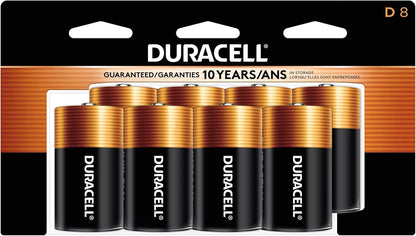 Duracell Coppertop D Batteries, 8 Count Pack, D Battery with Long-Lasting Power, All-Purpose Alkaline D Battery for Household and Office Devices