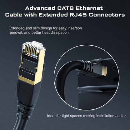 DbillionDa Cat8 Ethernet Cable 6FT – Heavy Duty Outdoor & Indoor, 40Gbps, 2000MHz, 26AWG, Gold-Plated RJ45, Weatherproof & UV Resistant