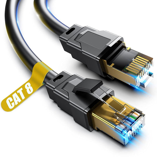 Cat 8 Ethernet Cable – Heavy Duty 26AWG, 40Gbps, 2000MHz, Shielded STP LAN Cable, Indoor & Outdoor, Weatherproof & UV Resistant, 1.5ft–100ft