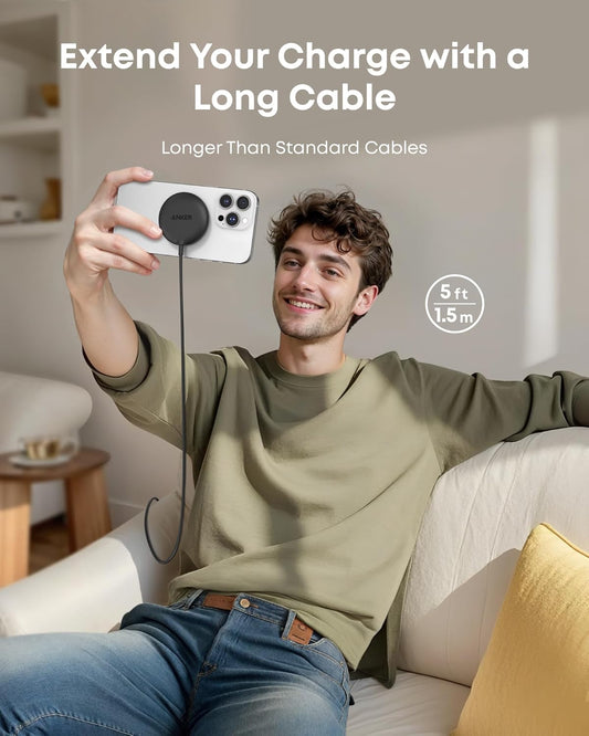 Anker Zolo Wireless Charger | 15W Qi2 MagSafe Pad | iPhone & AirPods Black - Home Pulse