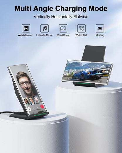Fast Wireless Charger 2-Pack – NANAMI Qi-Certified Stands, 15W/10W/7.5W, Compatible with iPhone 16–12, Samsung Galaxy S25–S21 & All Qi Devices