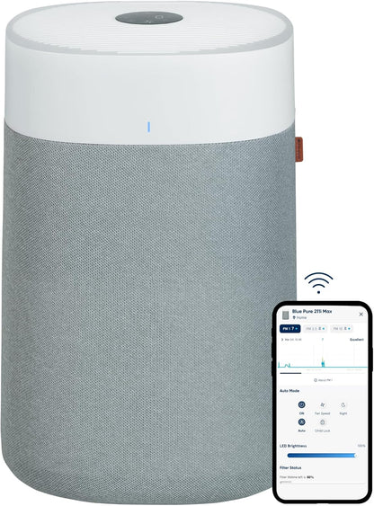 Blueair Blue Pure 211i Max Smart Air Purifier – Large Rooms up to 3,048 ft², HEPASilent™ Dual Filter, Smart App, Washable Pre-Filter, White
