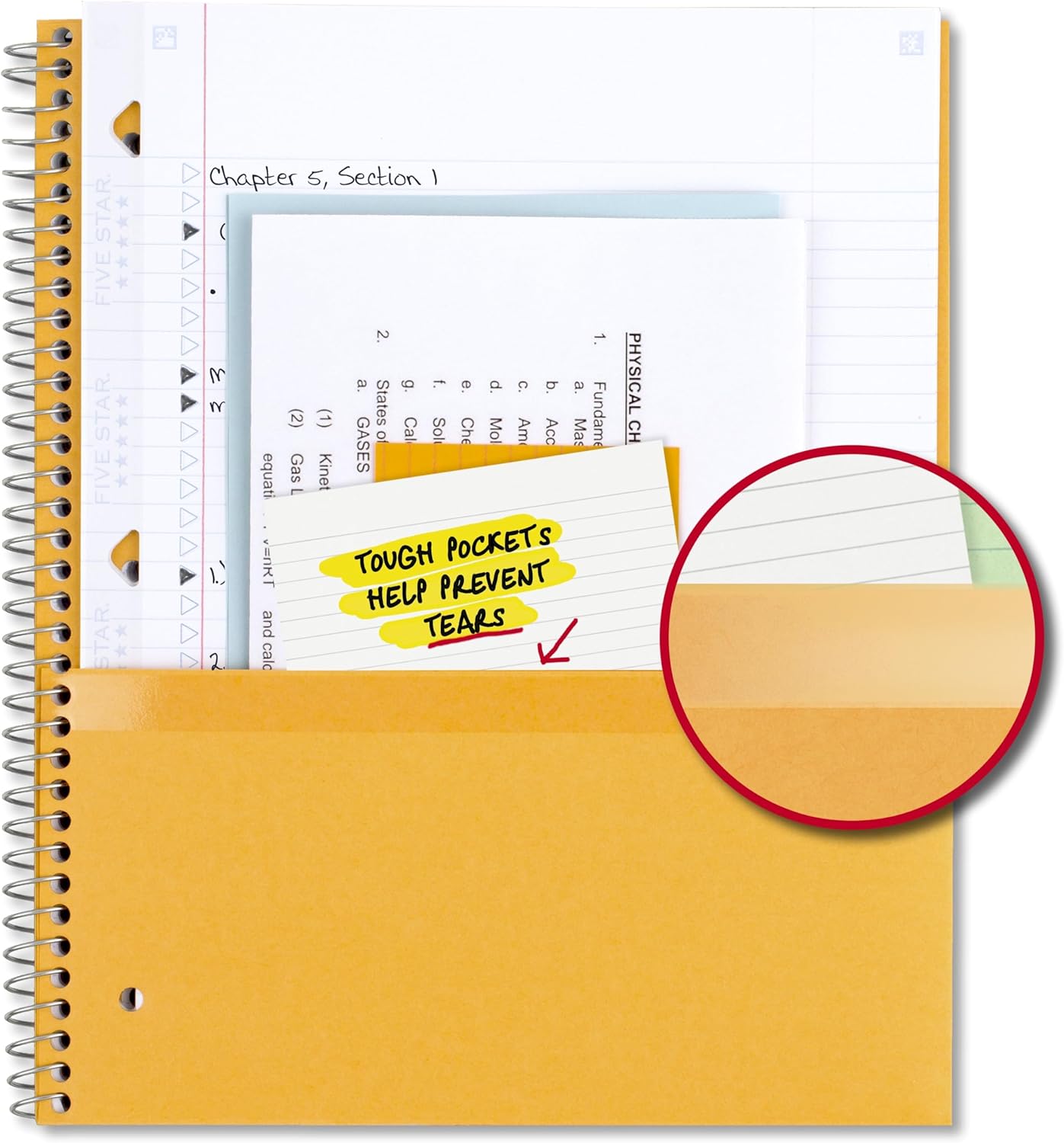 Five Star Spiral Notebook 6-Pack – 1 Subject, College Ruled, 8.5"x11", 100 Sheets, Ink Bleed Resistant, Water-Resistant Cover, Assorted Colors