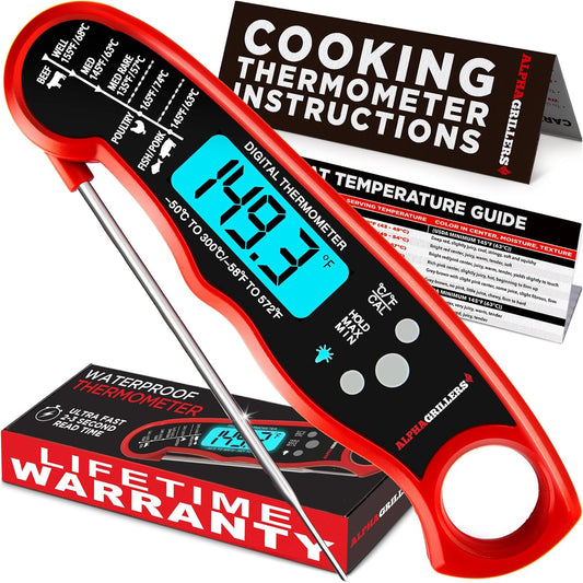 Alpha Grillers Digital Meat Thermometer – Instant Read for Cooking, Grilling, Air Fryer & BBQ, Kitchen Gadget for Grill Lovers