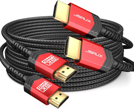 JSAUX 8K HDMI 2.1 - 10FT 2-Pack – 48Gbps, 8K@60Hz, 4K@120Hz, eARC, HDR10, HDCP 2.2/2.3, 3D, Compatible with PS5, PS4, Xbox, Roku, HDTV, LG, Samsung
