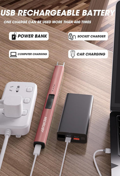 Rechargeable Electric Candle Lighter – Windproof USB Arc Lighter for Mom, Women & Men