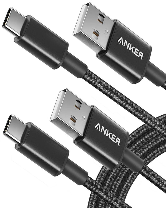 Anker USB-C to USB-A Cable – 2-Pack 6FT Nylon Fast Charging for Samsung Galaxy, LG, and Other USB-C Devices