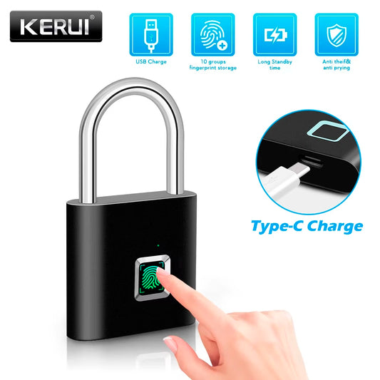 Smart Fingerprint Padlock | Waterproof Keyless Door Lock with USB-C Rechargeable - Home Pulse