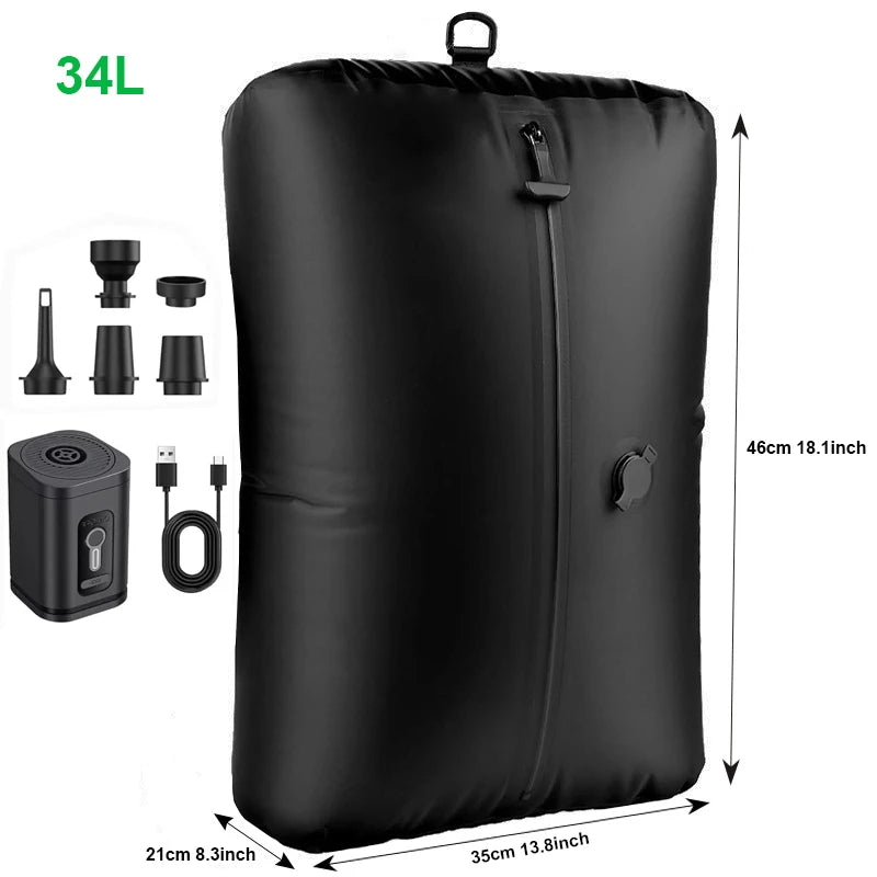 17L–34L Travel Vacuum Bag with Air Pump – Reusable Compression Storage Bag for Suitcases, Backpacks & Luggage – Space Saver Organizer