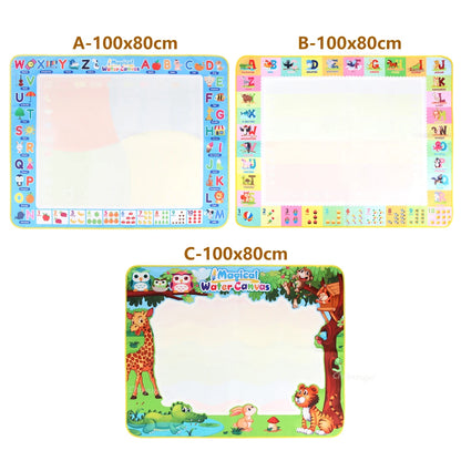 Magic Water Drawing Mat with Reusable Pens 100×80cm – Montessori Educational Doodle Painting Board for Kids – Mess-Free, Reusable & Foldable
