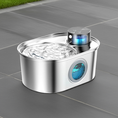 108Oz / 3.2L Stainless Steel Wireless Cat & Dog Water Fountain – Rechargeable Automatic Pet Drinker with Motion Sensor Bowl