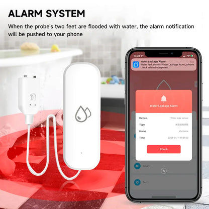 Tuya WiFi/Zigbee Water Leak Sensor | Smart Flood Detector with App Control - Home Pulse