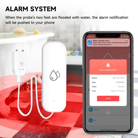 Tuya WiFi/Zigbee Water Leak Sensor | Smart Flood Detector with App Control - Home Pulse