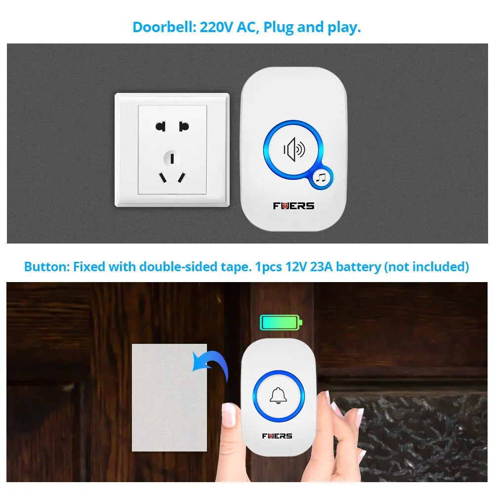 Wireless Doorbell Waterproof | Smart Chime 32 Songs | Home & Store Use - Home Pulse