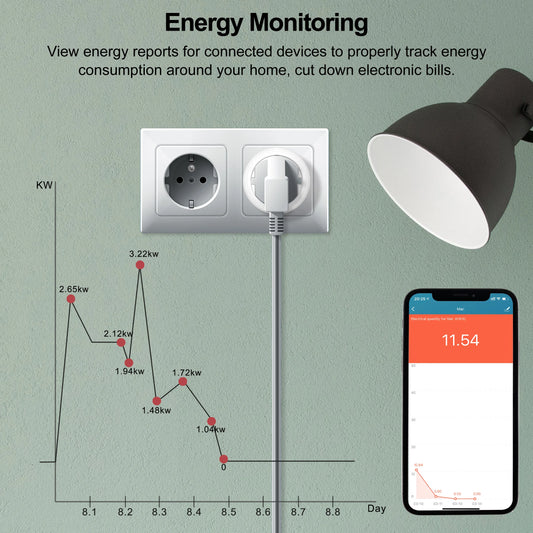 Smart WiFi Plug EU 20A | Power Monitoring | Alexa & Google Home - Home Pulse
