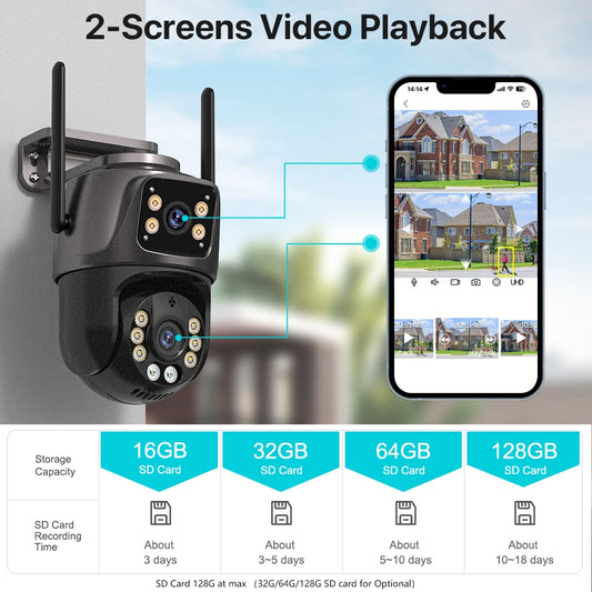 4K 8MP WiFi Outdoor Camera | Dual Lens AI CCTV - Home Pulse