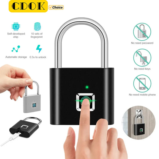 Smart Fingerprint Padlock | Waterproof Outdoor Lock with Rechargeable Battery - Home Pulse