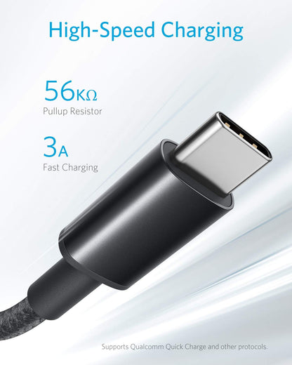 Anker USB-C to USB-A Cable – 2-Pack 6FT Nylon Fast Charging for Samsung Galaxy, LG, and Other USB-C Devices