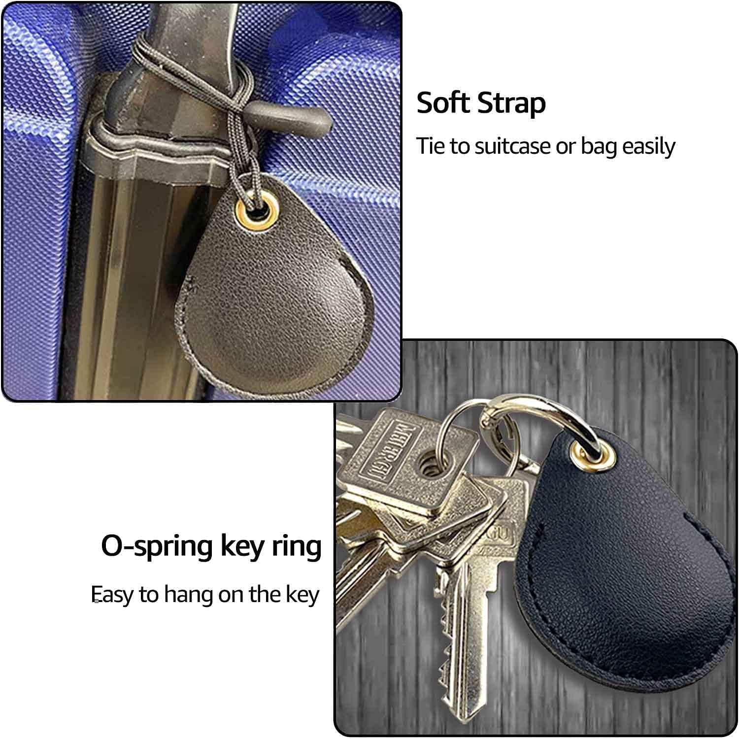 Keyring Holder for AirTag [4-Pack] | Hidden PU Leather Protective Sleeve | Carabiner & Soft Strap | Compatible with Apple AirTag GPS Tracker (2021–2023)
