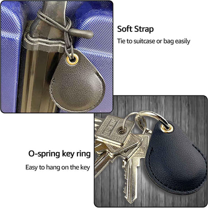 Keyring Holder for AirTag [4-Pack] | Hidden PU Leather Protective Sleeve | Carabiner & Soft Strap | Compatible with Apple AirTag GPS Tracker (2021–2023)