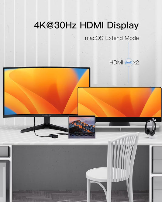 FORIDA USB-C Docking Station 7-in-1 | Dual HDMI, 100W PD, Ethernet - Home Pulse