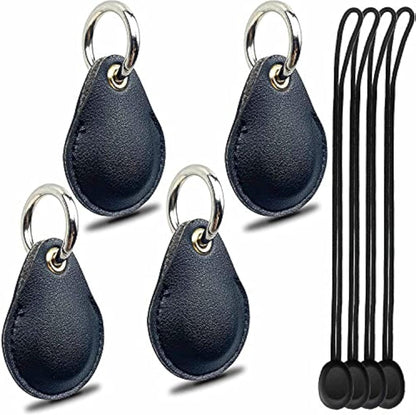 Keyring Holder for AirTag [4-Pack] | Hidden PU Leather Protective Sleeve | Carabiner & Soft Strap | Compatible with Apple AirTag GPS Tracker (2021–2023)