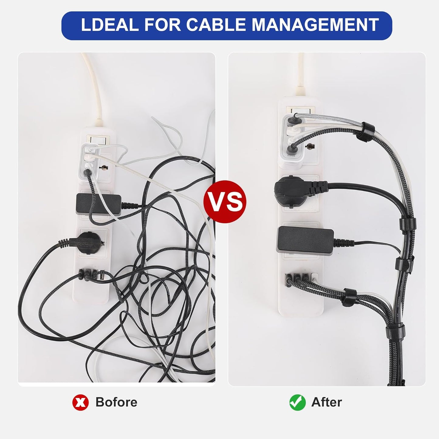 126 PCS 6 Inches Reusable Cable Ties, Adjustable Cord Straps, Wire Organizer, Cord Wrap and Hook Loop Cable Management - Black