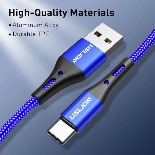 USB Type-C Cable 3A | Fast Charging Nylon Braided | Android & Huawei - Home Pulse