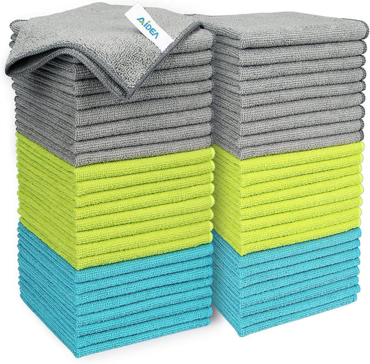 AIDEA Microfiber Cleaning Cloths – 50-Pack 12×12" Soft, Lint-Free Towels for Cars, Home, Kitchen & Windows