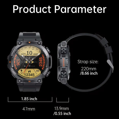 K56Pro Smart Watch for Men – 1.39" HD IPS Screen, Heart Rate & Blood Monitoring, Bluetooth Calling & Music, 400mAh Battery, Sport & Fitness Tracker