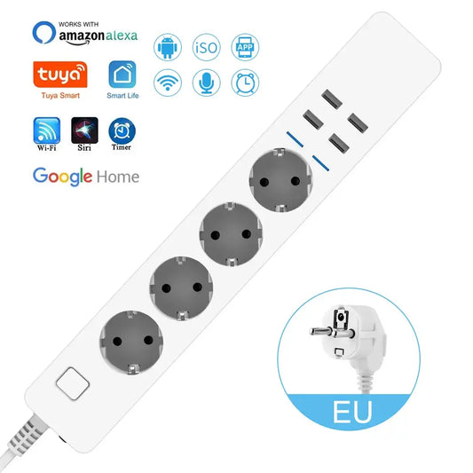 Smart WiFi Power Strip | 4 EU Outlets & 4 USB Ports - Home Pulse