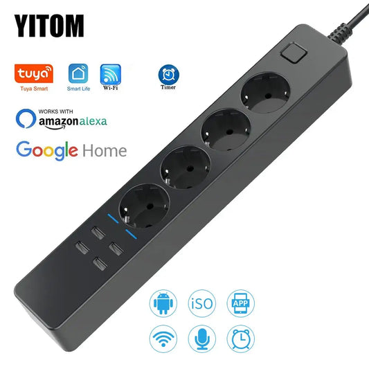 Smart WiFi Power Strip | 4 EU Outlets & 4 USB Ports - Home Pulse