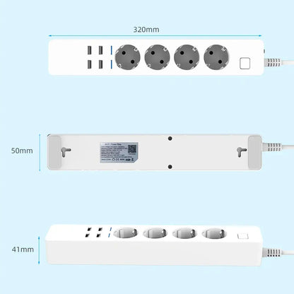 Smart WiFi Power Strip | 4 EU Outlets & 4 USB Ports - Home Pulse