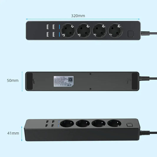 Smart WiFi Power Strip | 4 EU Outlets & 4 USB Ports - Home Pulse